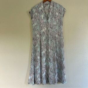 🦋 H&M Blue White Floral Button Down Midi Dress Size 8